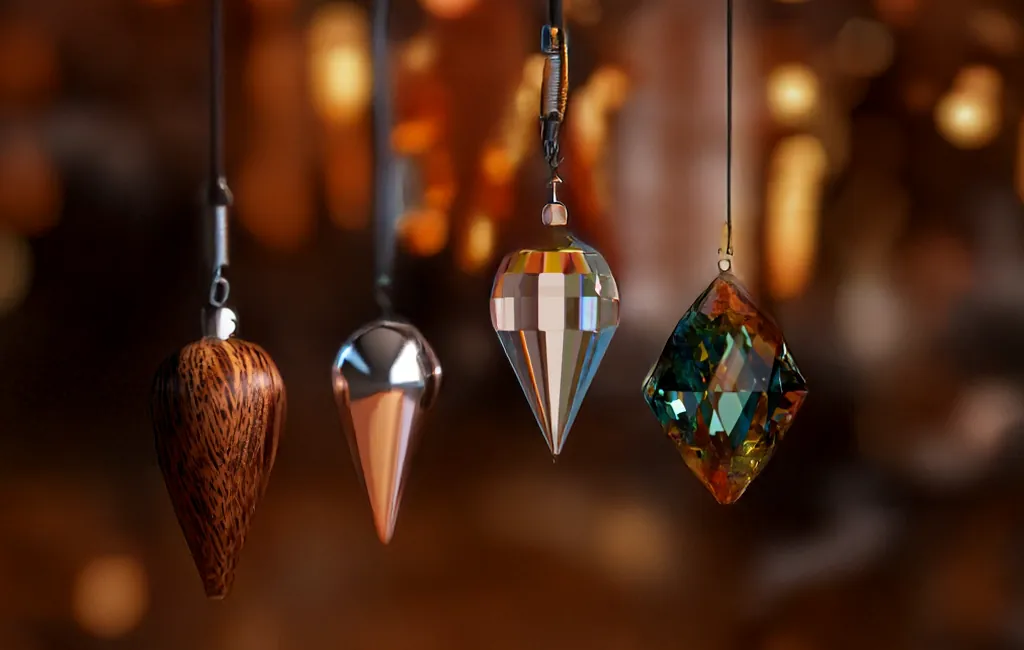 Quatre pendules de matières différentes : bois, cuivre, cristal et verre