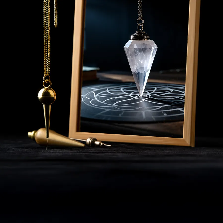 Pendule en cristal suspendu au-dessus d'un cercle