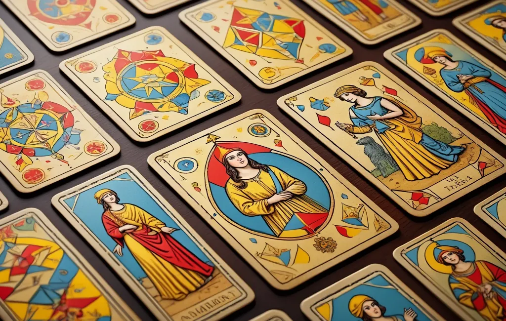 Cartes du Tarot de Marseille aux couleurs vives